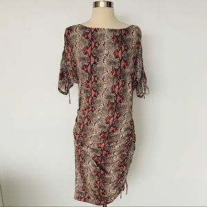 W by Worth ruched dress in earthtone boa
